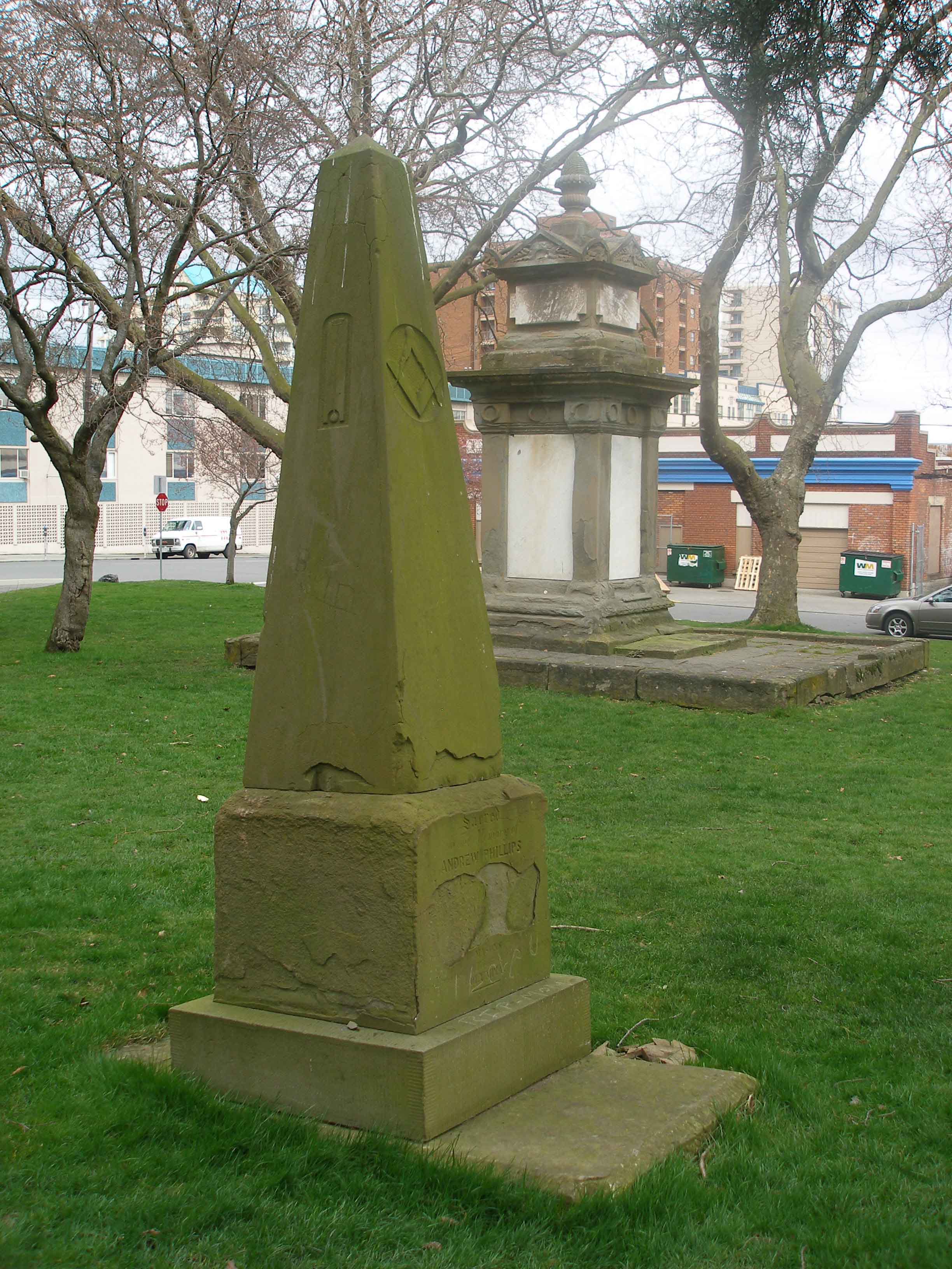 Andrew Phillips tombstone, Pioneer Square, Victoria, B.C.